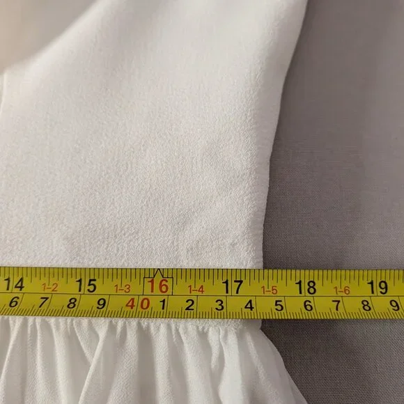 Dress The Population Corey Dress Size XXL White Cap Sleeve V Neck Eyelash Hem - Picture 8 of 12